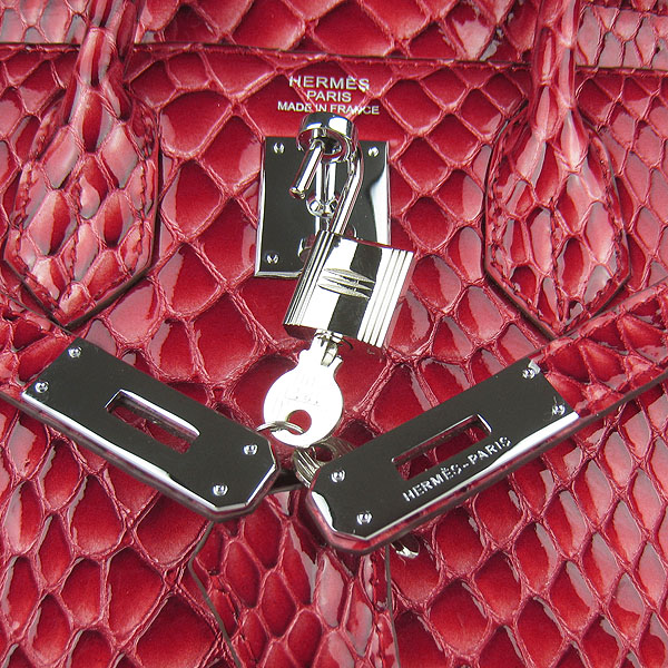 Replica Hermes Birkin 30CM Fish Veins Leather Bag Dark Red 6088 On Sale - Click Image to Close